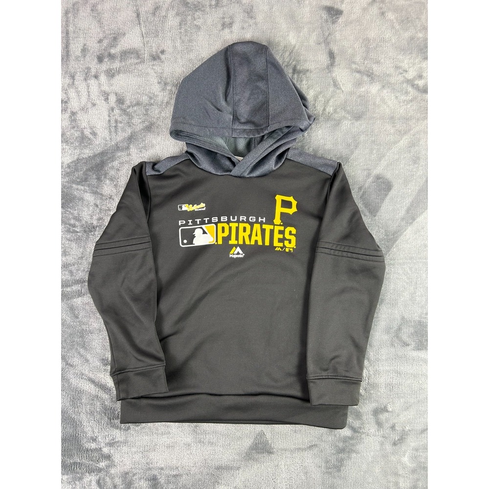 Majestic Pittsburgh Pirates Hoodie Youth Large Black‎ Fleece MLB Authentic